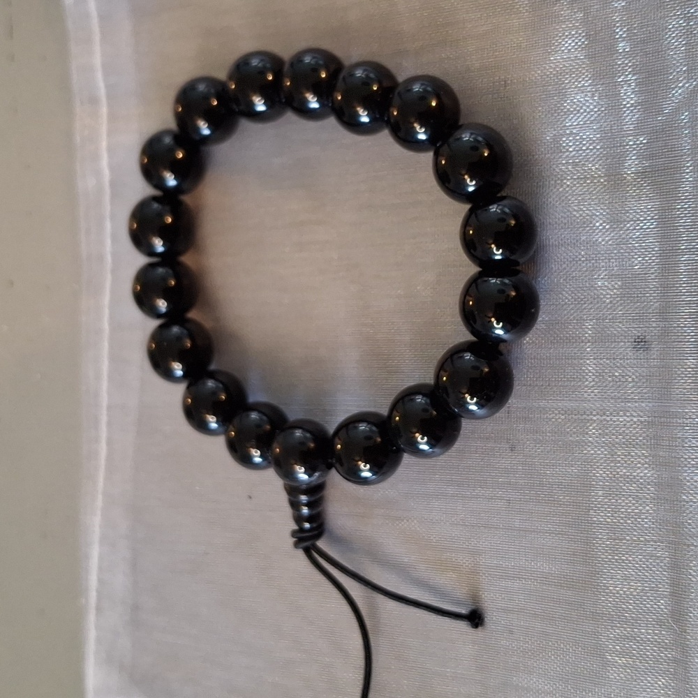 Set of Three Beaded Bracelets in Black, White, and Turquoise - Picture 5 of 6